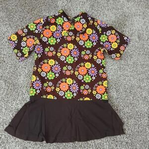 Vintage 1970s mod floral print mini dress/top‎